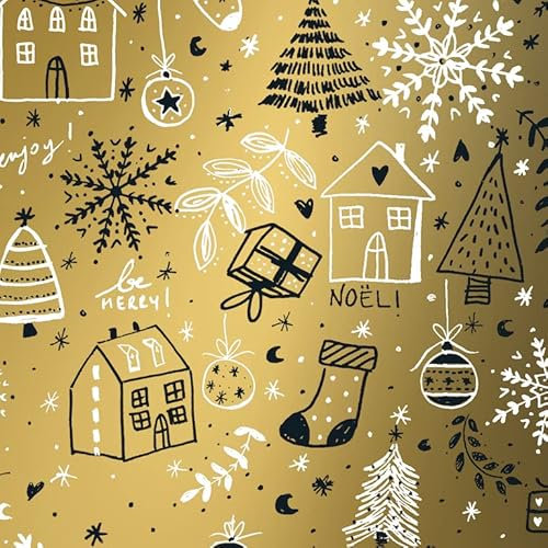 Geschenkpapier Gold Weihnachten Ferien - Breite 200cm - 200m lang - K691801/2-70cm-200mtr