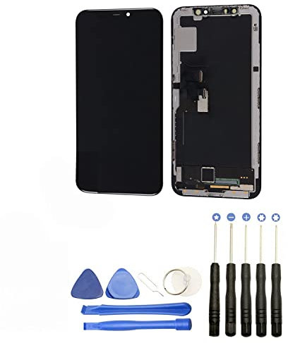 JUANIO Pantalla Completa en Marco Compatible con iPhone X OLED 5.8 Negro + Herramientas