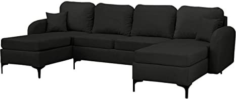 Mirjan24 Ecksofa Vadrin U mit Bettkasten und Schlaffunktion, 4 Sitzer Symmetrisches Eckcouch, U-Form Sofa für Wohnzimmer, Polsterecke mit Bettfunktion, Wohnlandschaft (Manila 19)