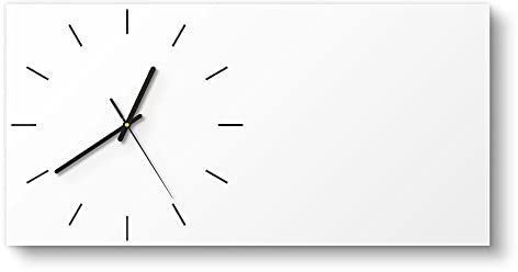 DEQORI Glasuhr | vertikal 60x30 cm | Unifarben - Weiß | große XXL Design Uhr aus Glas | leise Wanduhr für Wohnzimmer & Küche | moderne Hingucker Uhr für die Wand