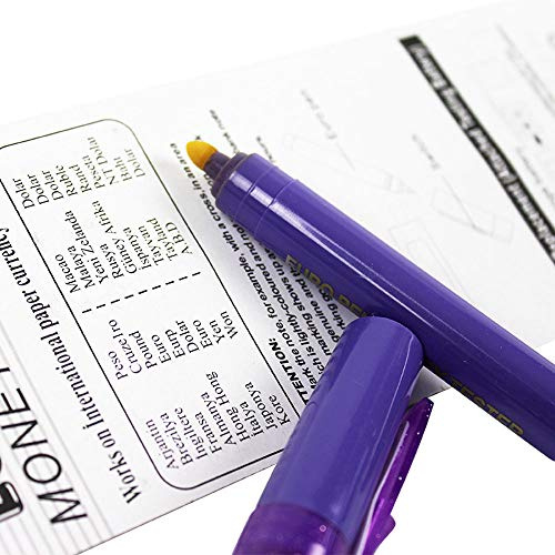 SEIWEI Counterfeit Bill Detector Marker Pen with UV Light Fake Money Checker - Money Loss Prevention Tester Fraud Protection for Currency-Purple