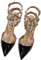 Spitzer Zehenabsatz für Damen, modischer Nieten, niedriger Block, klobige Pumps, mit Nieten besetzt, T-Riemen, Knöchelriemen, Schnalle, Kleid, Sandalen, geschlossene Zehen, klassische,Schwarz,39