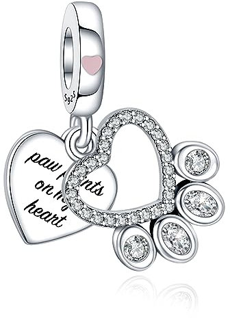 LaMenars Hundekralle Liebe Charm for 925 Sterling Silver Für Frauen Armbänder Halsketten Dangle Anhänger für Weihnachten Muttertag Valentinstag Geschenke für Mädchen