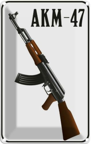 vianmo Blechschild 18x12 cm Gewehr Kalaschnikow AKM-47 Dekoration Deko Geschenk Metall Schild