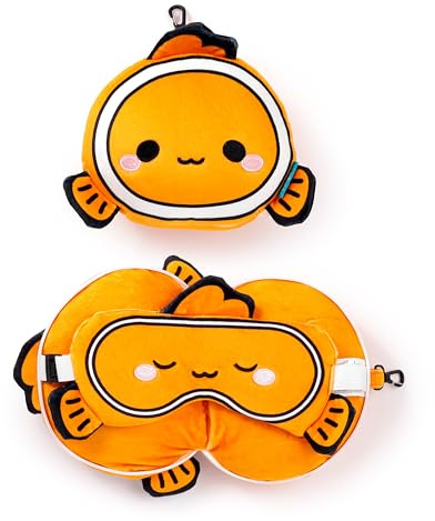 Puckator Reisekissen mit Relaxeazzz-Maske – Finley der Clownfisch