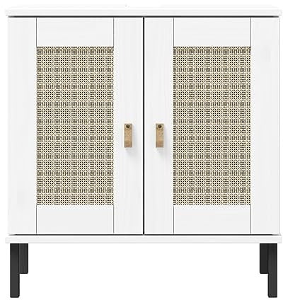 Eleganter Waschbeckenunterschrank aus massiver Kiefer in Weiß. 62x65x40 cm – ideal fürs Badezimmer. Hochwertig, langlebig & stilvoll.