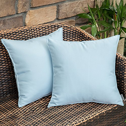 MIULEE 2er Set Outdoor Kissenbezug wasserdichte Kissenbezüge Sofakissen Dekorativ Couchkissen Wetterfeste Kissenhülle Zierkissen Bezug Weich für Sofa Couch Outdoor Garten Balkon 40x40 cm Hellblau