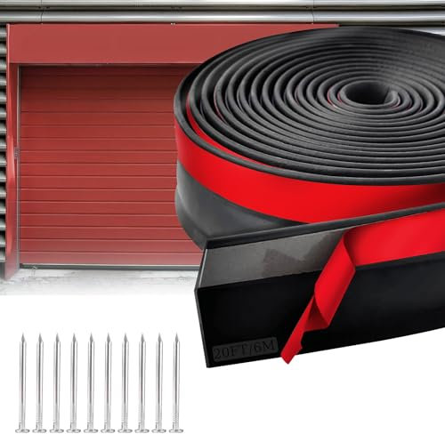 Universal Garage Door Seal - 6m Multipurpose Rubber Seal Strip with Nails, Weather Stripping for Garage Bottom