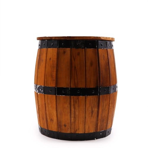 ANCIENT WISDOM Barhocker Bierfass - Natur - Albasia Holz - 38 x 32 cm