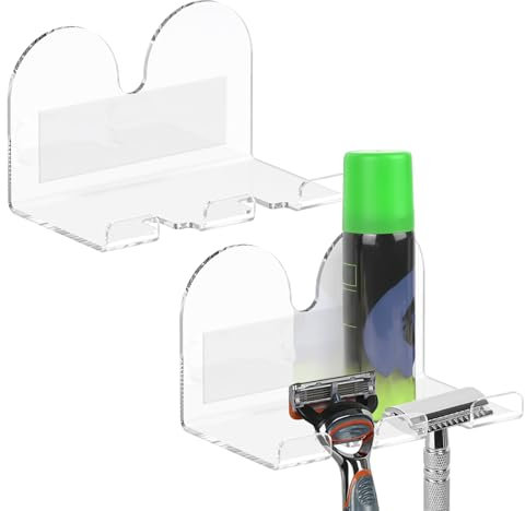 Linkidea 2 Packungen Wandmontiertes Rasierregal für Badezimmer und Spiegel, praktischer Rasierer-Aufbewahrungsständer, kompatibel mit Venus Platinum, Fusion 5 Proshield & Proglide, Mach 3 Classic