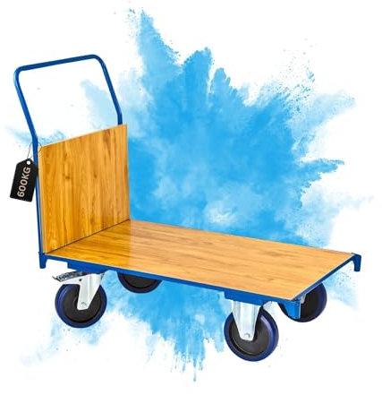 PROREGAL Transportwagen Handwagen Materialwagen Pro | HxBxL 97x61x116cm | 2 Lenk- & Bockrollen | Traglast 600kg | Lichtblau