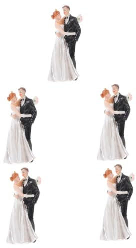 TOYANDONA 5 Stück Hochzeitstorte Dekoration Dekorationen Hochzeit Dekor Dekorieren Kunsthandwerk Braut Und Bräutigam Kuchen Dekor Tischplatte Paar Puppe Multifunktions Paar Puppe Harz
