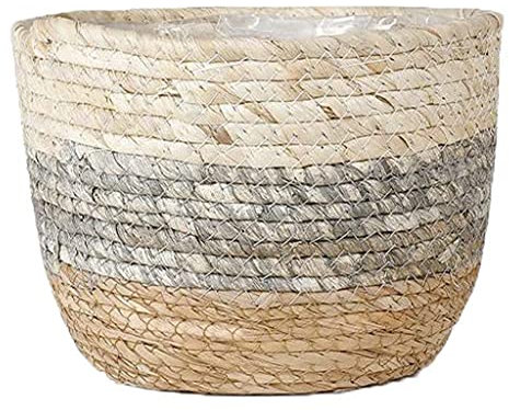 LERONO Vaso da fiori rotondo in vaso per piante cestino intrecciato a mano fioriera da interno vaso decorativo per piante da esterno