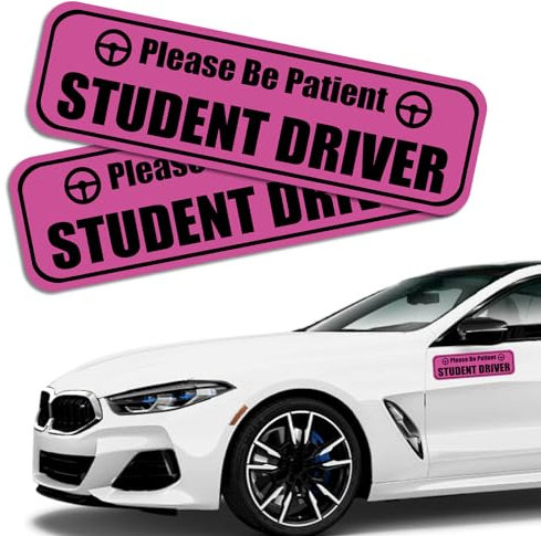 Hirificing 2 Stück Student Driver Aufkleber Magnet für Auto, neuer Fahrer Magnet Please Be Patient, hochreflektierend, abnehmbar, Sicherheitsschild für Autotür, Kofferraum, Motorhaube, Stoßstange,