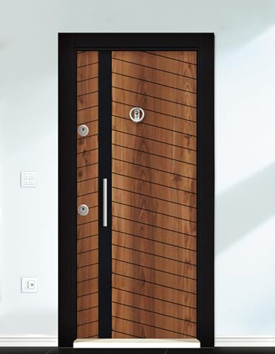 Porta blindata Portone Blindato Porta Ingresso 90x200 con Spioncino Serratura Marrone e Nera PL59 (interna destra)