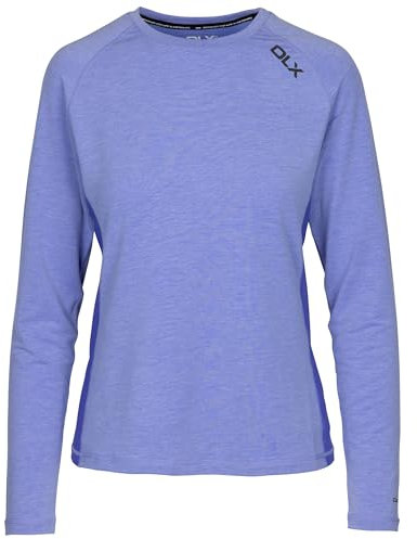 DLX Langärmeliges Damen-Workout-Top, schnelltrocknend, feuchtigkeitsableitend, Katherine, Baja Blue Marl, XS