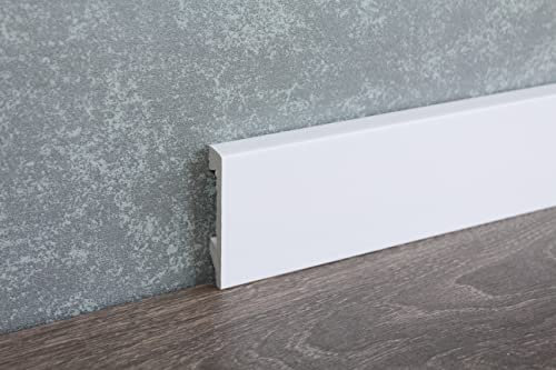 Sockelleisten Fußleiste Sockeleiste weiß 70mm aus hochfestem Kunststoff stoßfest (Außenecke)