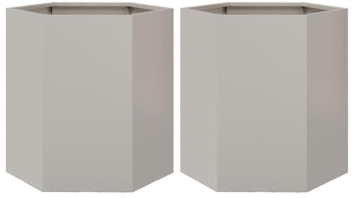 vidaXL Pflanzkübel 2 STK., Blumenkübel mit Offenem Boden, Hochbeet für Garten Terrasse, Pflanzkasten Blumenkasten Kompostbehälter, Sechseckig Edelstahl