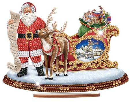 JISHSHAY Weihnachten Diamond Painting Tischdekoration Weihnachtsmann Diamant Painting Tischdekoration Christmas Diamantmalerei Tischdeko Rentier Diamaond Malerei Tisch Deko Diamant Malerei Ornamente