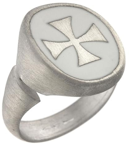 Holyart Anello Unisex Regolabile Croce Malta Satinato Argento 925
