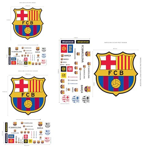 Lizenziertes Dekor FC Barcelona Vinyl-Wandaufkleber – Club-Wappen-Aufkleber-Set, klein, 50 x 30 cm, Gemischt