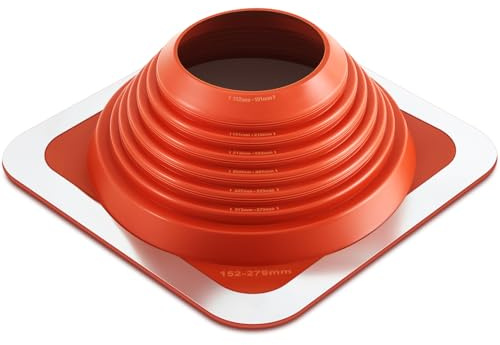 Yaocom Silikon-Hochtemperatur-Dachstiefel-Set, Metalldach, blinkender Schornstein, Stiefel, Metalldachrohr, blinkender Lüftungsschlitz, Orange (#6 Außendurchmesser 11,4 cm – 25,4 cm)
