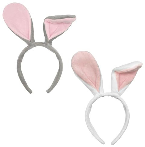 UILYNIU 2 Pièces Serre Tête Oreille de Lapin Peluche Bandeau Animal Oreilles pour Enfants Adultes, Lapin Costume Accessoire pour Halloween Accessories de Costume Fête Carnaval