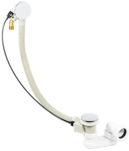 SPARES2GO Kit de bonde de baignoire et siphon de trop-plein (argent chromé)