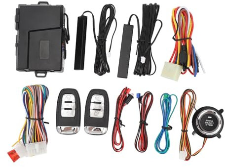 TKSE Autoalarmanlage mit Schlüssellosem Zugang, Verbesserte Sicherheit, Druckstarttaste, Fernstartsystem-Kit für 12-V-Fahrzeuge