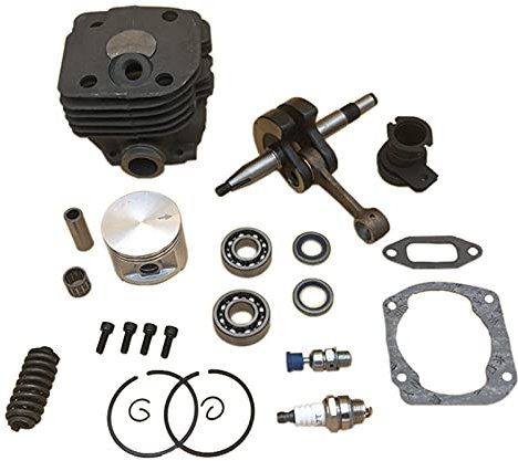 Pizgear 48mm 50mm Piston Cylinder Crankshaft Bearing Buffer Spring Spark Plug Kit, for Husqvarna, 362 365 371 372 372XP Chainsaw Parts Chainsaw Cylinder Assembly(HUS365 48MM)