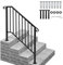 Bonnlo Outdoor Handrail for Stairs Fit 3 Steps, Hand Rails Outside Steps with Installation Kit, Galvanized Iron Handrail for Garden