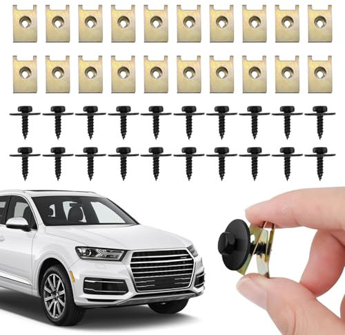Set di 20 dadi autofilettanti per dadi autofilettanti, viti autofilettanti, dadi a scatto per auto (nero)