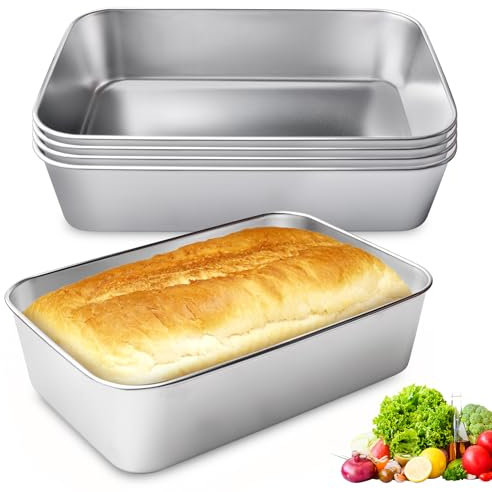 PORFOYO 5 Contenitori Frigo Salumi in Acciaio Inox, Contenitori Alimentari con Coperchio, Scatole per Conservazione Alimenti Frigo, Contenitori Frigorifero Ermetici (22,8×15,4×6 cm)