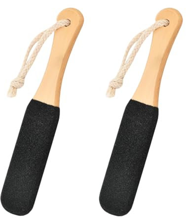2 PCS Foot Scrubber Hard Skin, Pumice Stone Pedicure Rasp, &Foot File(Black) - Ergonomic Wooden Handle,Foot Pumice Stone for feet,Removing Hard Dead Skin, Calluses & Cracked Heels.