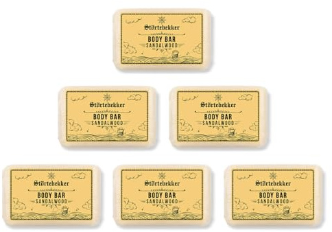 Störtebekker® Premium Body Bar Sandelholz (6x) | Festes Duschgel Männer | Feste Duschseife Herren & Damen | Natürliche Reinigung, herrlicher Duft | handgefertigt & ohne Zusätze (6x 120g)