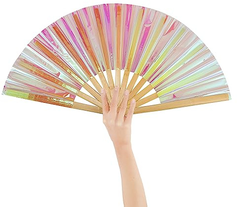 Nogsay Handfächer,Faltfächer Bambus Oxford Kungfu Rave Fächer Groß,Faltbare Hand Fan Chinesische Japanese Deko Sommer Fecher für Hochzeit,Party,Tanz,Musikfestival,Leistung (Mischfarben 2#)