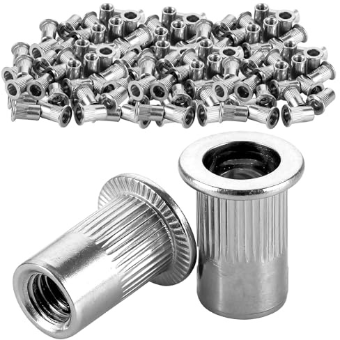 DAJAVE 200 Pcs M6 Blindnietmuttern aus Edelstahl, Nietmuttern robuste Senkkopf-Nietmuttern für Metall- und Kunststoffplatten, Flachkopf-Gewindeeinsätze (M6x15, M6x15)