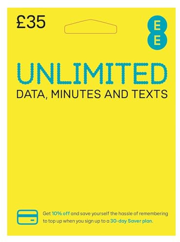 EE Pay As You Go SIM Card UK PREPAID PAYG £35 Bundle - UNLIMITED DATA + Texts & Mins