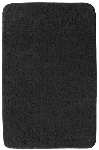 NYVI Badematte NYVISpa Lasalle XXL 70x120 cm Schwarz Rechteckig - Badezimmerteppich - rutschfest, Saugfähig, Schnell Trocknend, Fußbodenheizung geeignet, Oeko-TEX, Waschbar, Weich