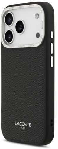 CG MOBILE Lacoste Champs Elysees Silber-Logo kompatibel mit MagSafe Hülle für iPhone 17 Pro (Schwarz)