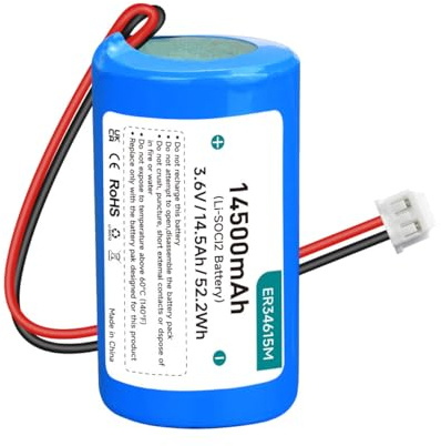Palogreen ER34615M 3.6V 14500mAh Li-SOCl2 Akku - Ersatz mit hoher Kapazität für ER34615M-T1 DSC WT4911/WT4911B/WT8911/ADT Außensirene (Nicht wiederaufladbar)