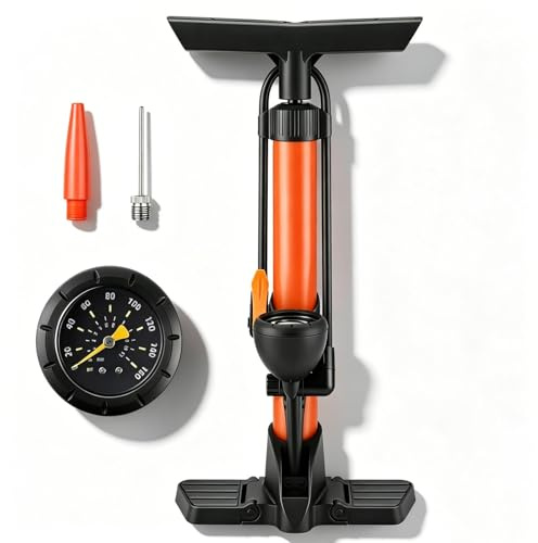 Zencantorous Fahrradpumpe alle Ventile AV, SV, Fahrradpumpe mit Doppelventil, Luftpumpe Fahrrad Standpumpe mit Manometer Standluftpumpe, Leistungsstarke Fahrrad Pumpe Luft, für Unterwegs, Zuhause