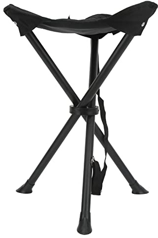 MEEVINWH Tragbarer Stativhocker, zusammenklappbares Design, rutschfeste Füße, Anti-Fall, für Camping-Angelpicknicks, strapazierfähiges 600D-Oxford-Gewebe mit wasserdichter (Schwarz)