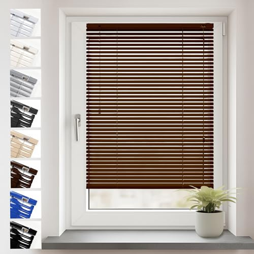 Sonello Aluminium Jalousien Fenster Ohne Bohren 160x220cm Braun Klemmfix | Blickdicht, Sichtschutz, Sonnenschutz für Fenster/Türen, Schalosien, Montage mit und ohne Bohren, Jalousien mit Klemmklips