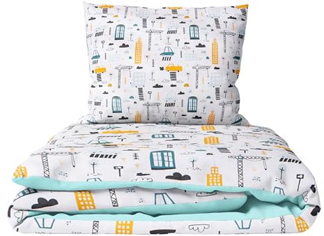 2 Piece Baby Children Quilt Duvet & Pillow Set 120x90 cm to fit Toddler Cot Bed (City)