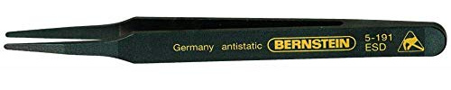 Bernstein Werkzeug Kunststoff-Pinzette gerade-abgerundete Spitzen, leitfähig, 120 mm, 5-191