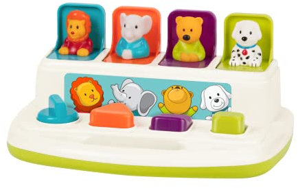 Battat - Pop-up Pals - Cause-and-Effect Developmental Toy with Push Buttons & Colors - Color Sorting Animal Toys - for Kids, Toddlers, Babies, 18 Months +
