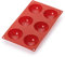 Lékué Molde repostería Semiesfera, silicona platino Rojo, 6 cavidades
