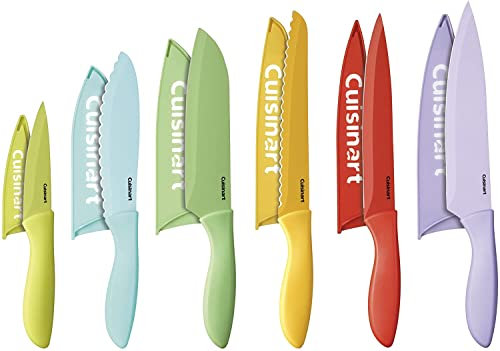 Cuisinart 12 pièces avec revêtement en céramique de Couteau de Couleur avec écrins, Multicolore