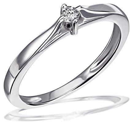 Goldmaid Damen-Ring Trauring, Freundschaftsring, Verlobung 925 Silber rhodiniert Diamant (0.07 ct) Brillantschliff weiß Gr. 58 (18.5) Verlobungsring Diamantring